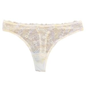 VTG 90s VICTORIAS SECRET white Lace sheer High Leg Thong PANTIES Large bridal